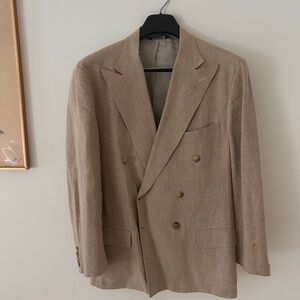 44R Polo Ralph Lauren double breasted sand linen Sport jacket